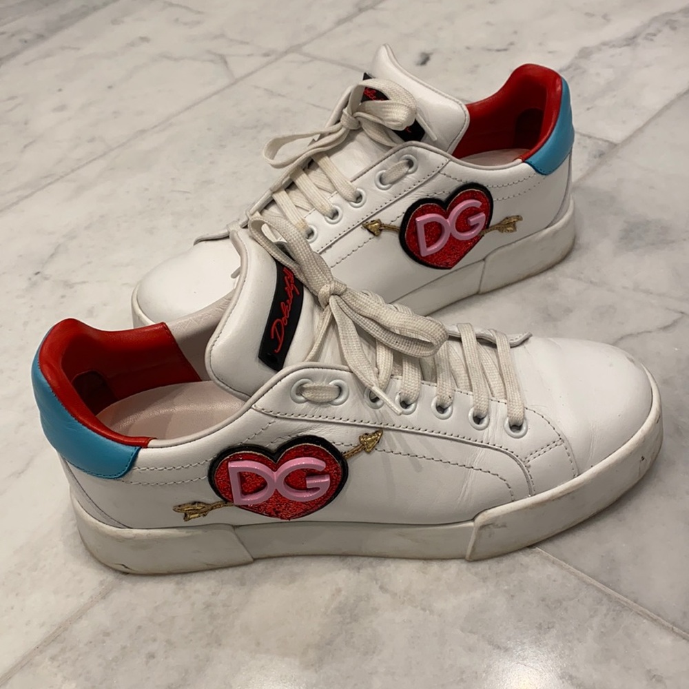 Dolce & Gabbana Leather Portofino Heart Sneakers